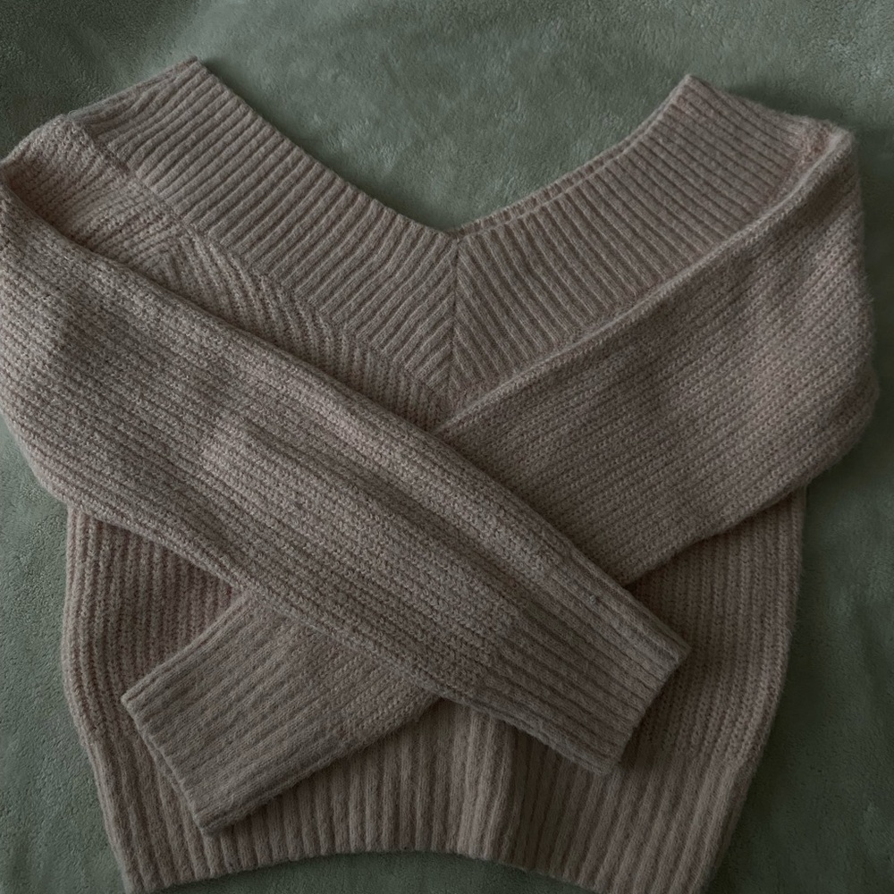 Off the shoulder knit crop sweater